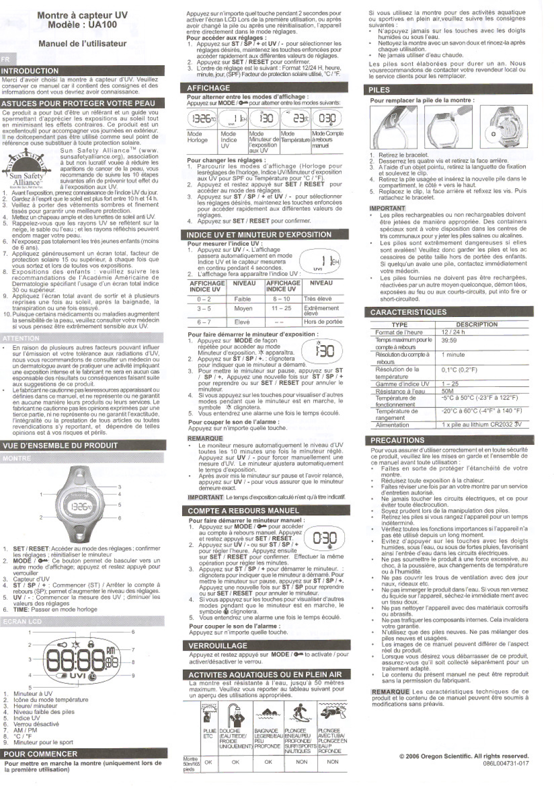 Oregon Scientific UA100 manual 