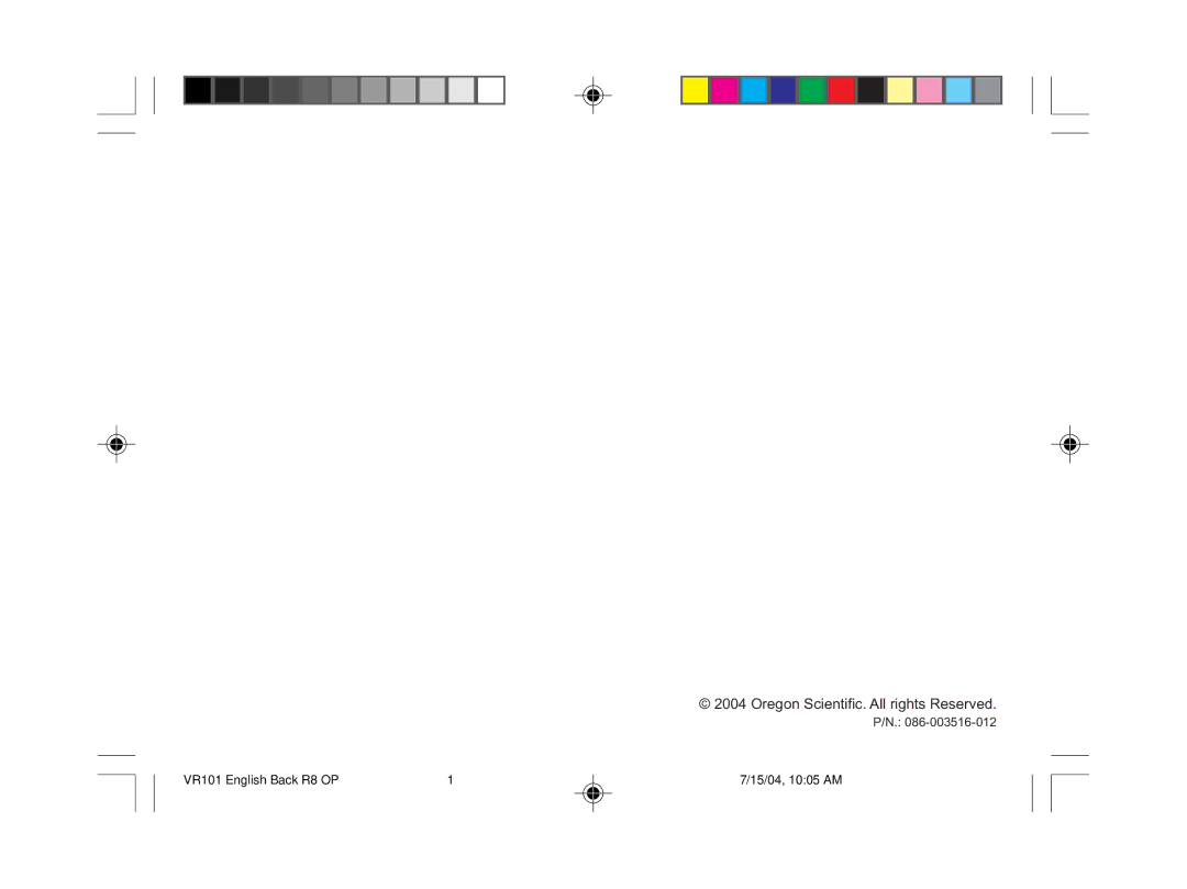 Oregon Scientific VR101 user manual Oregon Scientific. All rights Reserved 