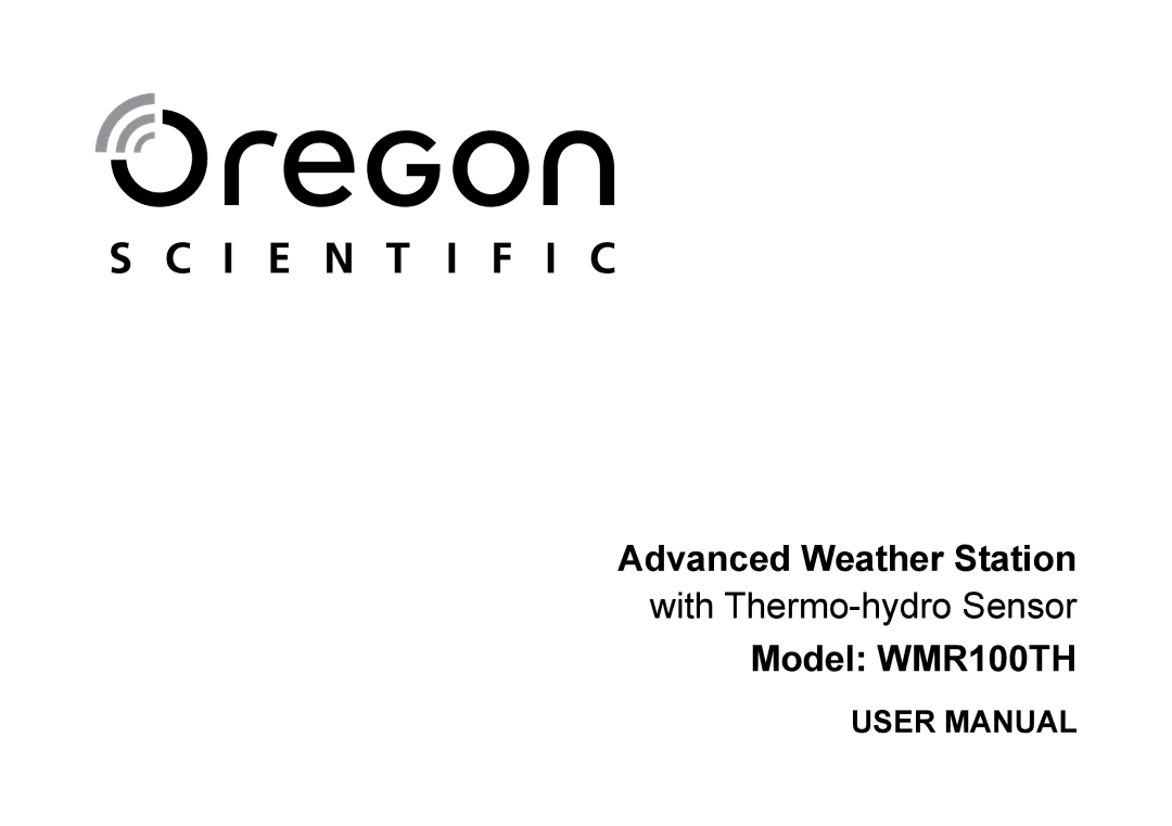 Oregon Scientific WMR100TH user manual Advanced Weather Station 