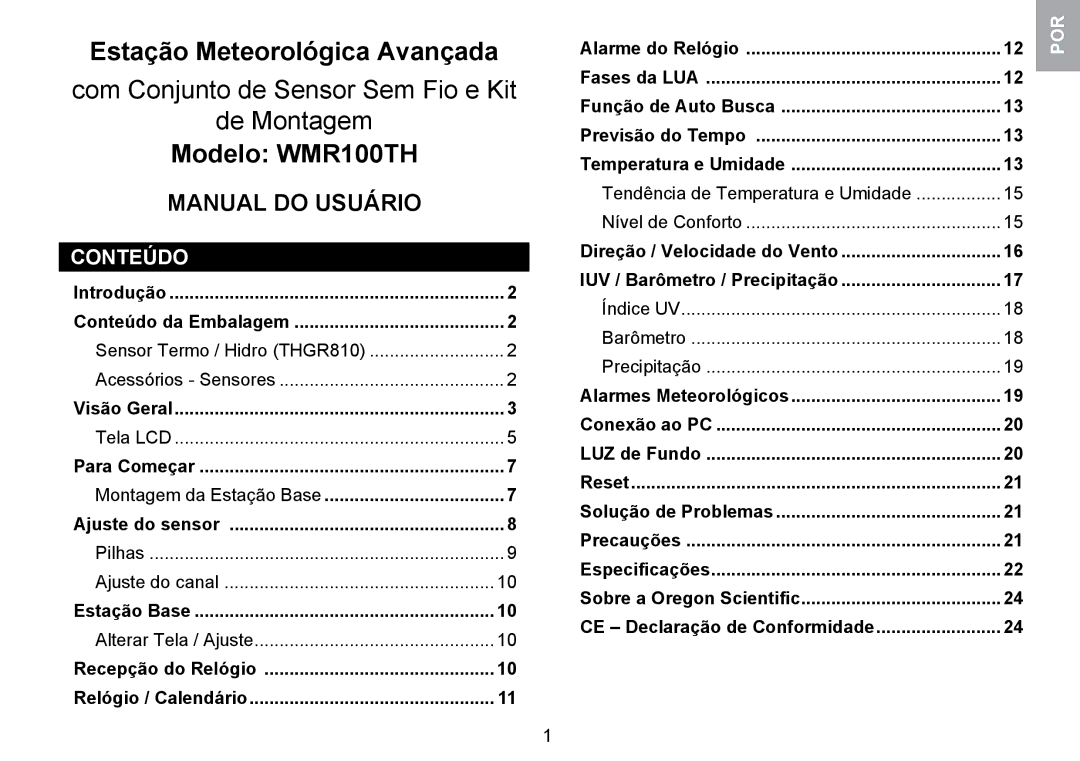 Oregon Scientific WMR100TH user manual Montagem da Estação Base, Tendência de Temperatura e Umidade Nível de Conforto 