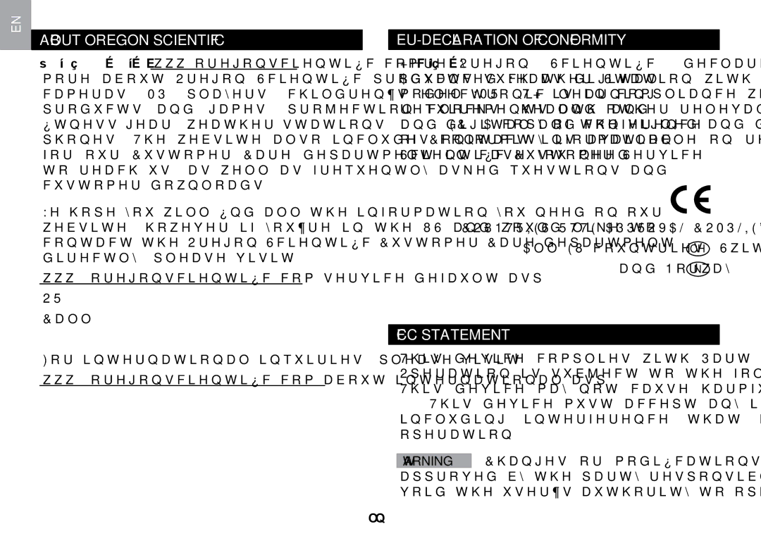 Oregon Scientific WMR100TH user manual About Oregon Scientific, EU-DECLARATION of Conformity, FCC Statement 