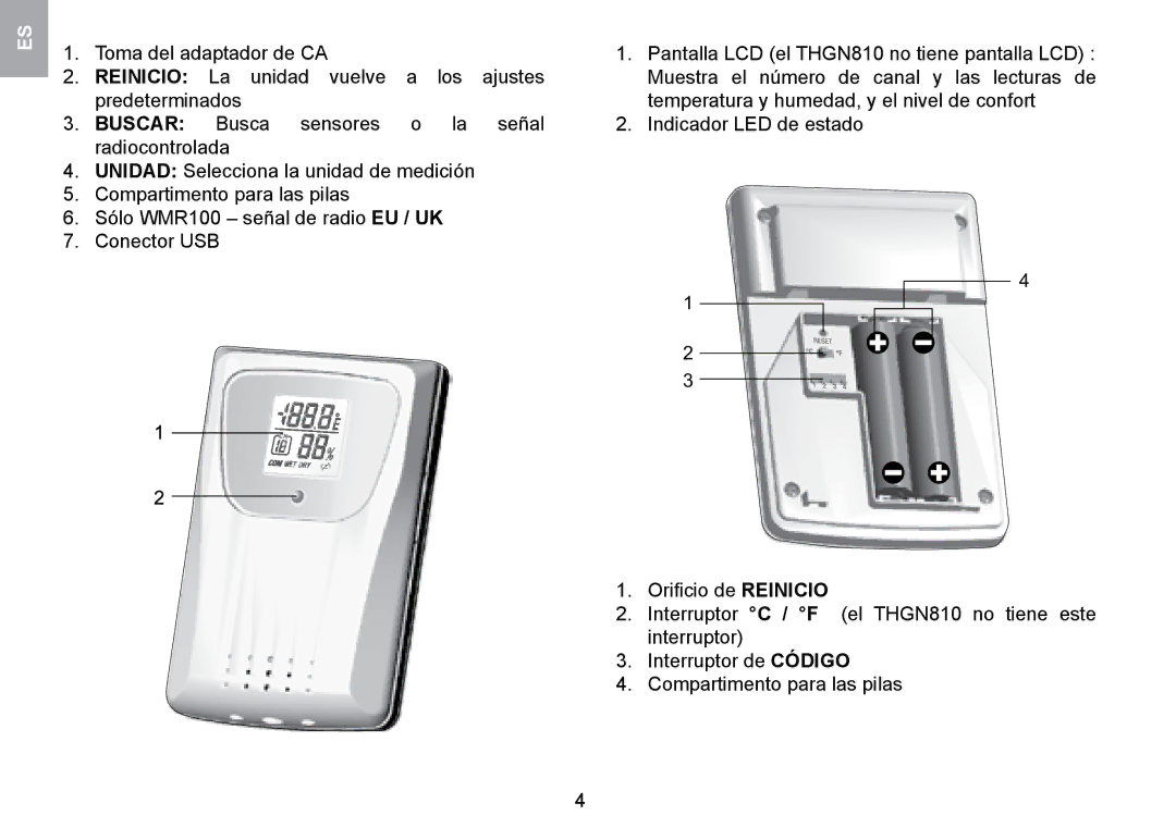 Oregon Scientific WMR100TH user manual 