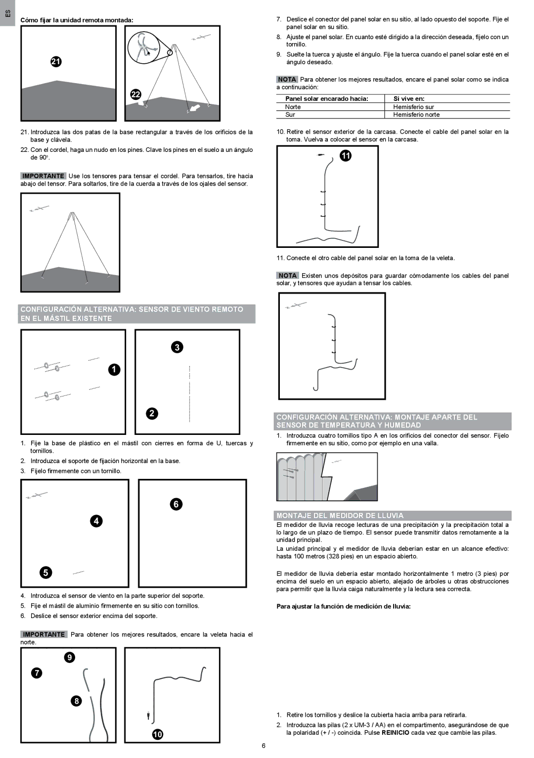 Oregon Scientific WMR200 manual Montaje DEL Medidor DE Lluvia, Panel solar en su sitio, Tornillo, Ángulo deseado 