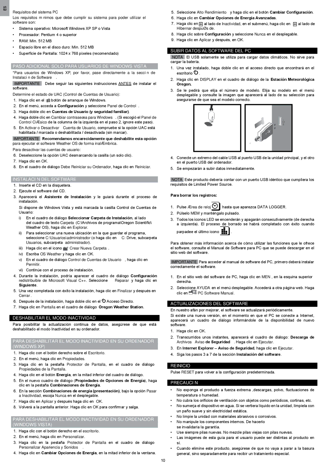Oregon Scientific WMR200 manual Paso Adicional Solo Para Usuarios DE Windows Vista, Instalación DEL Software, Reinicio 