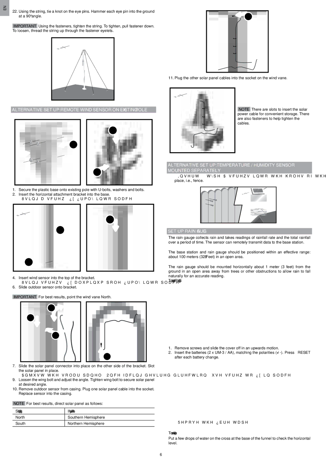 Oregon Scientific WMR200 manual Alternative SET UP Remote Wind Sensor on Existing Pole, SET UP Rain Gauge 