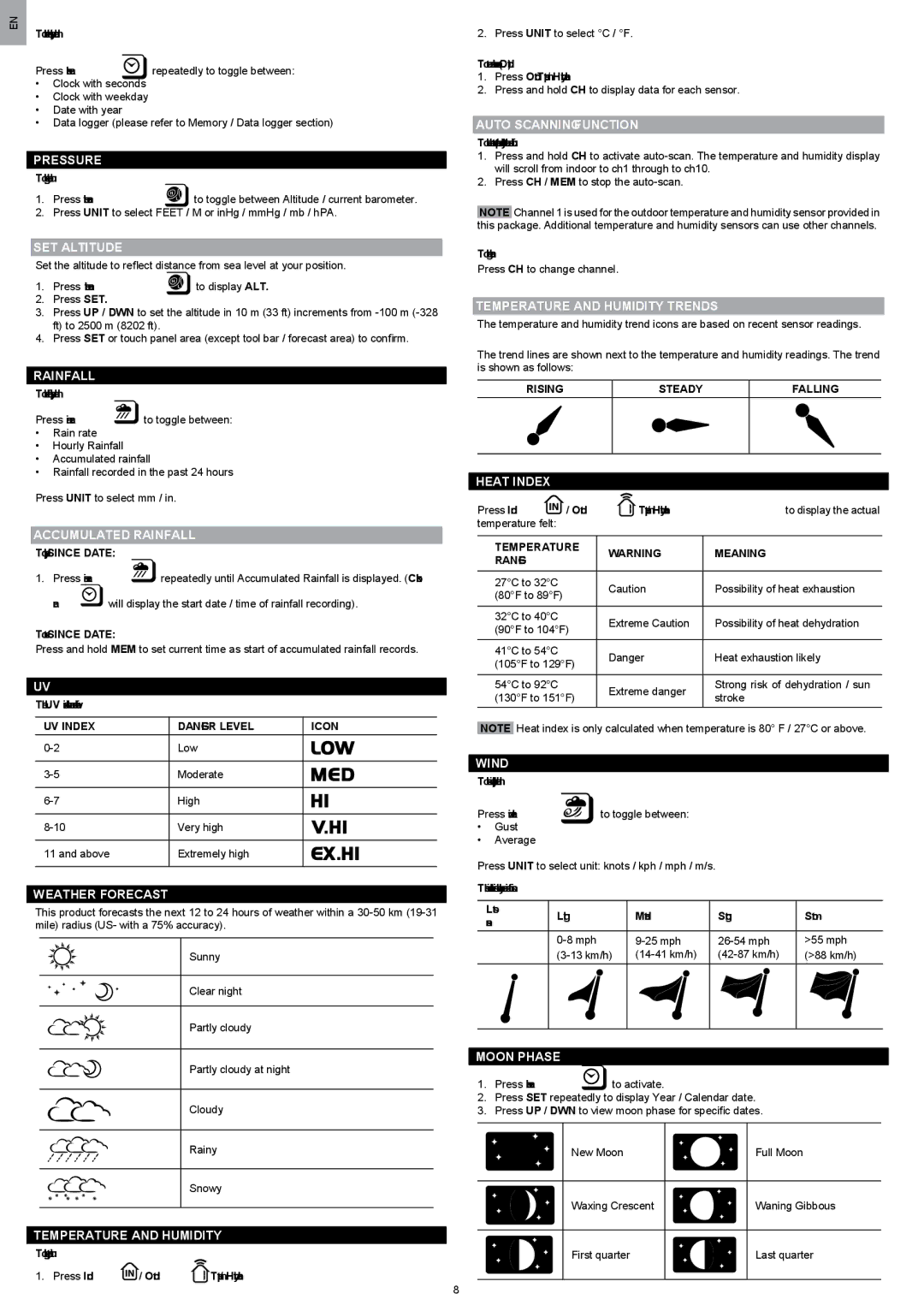 Oregon Scientific WMR200 Pressure, SET Altitude, Accumulated Rainfall, Weather Forecast, Temperature and Humidity, Wind 