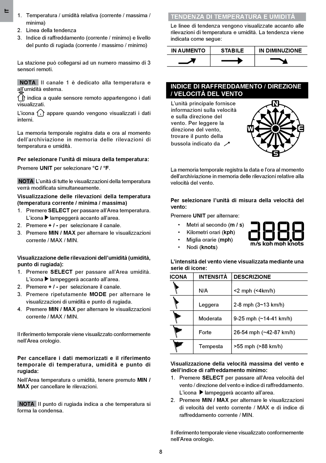 Oregon Scientific WMR80 Tendenza DI Temperatura E Umidità, Indice DI Raffreddamento / Direzione / Velocità DEL Vento 