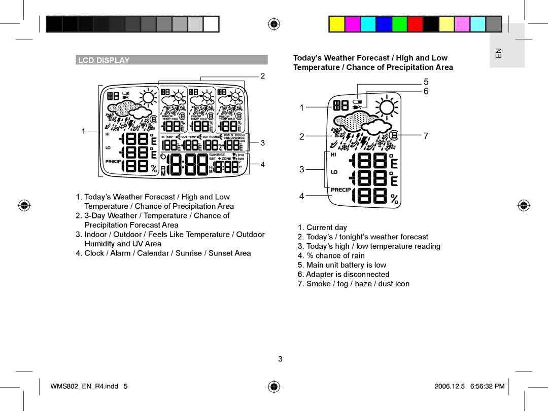 Oregon Scientific WMS802 user manual LCD Display 