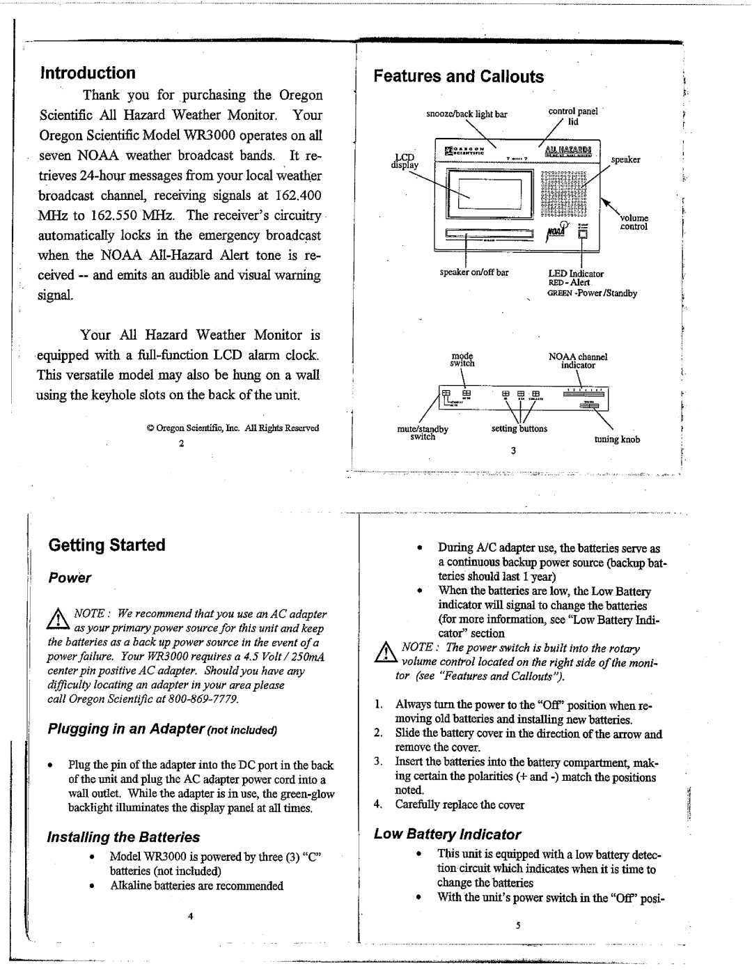 Oregon Scientific WR3000 manual 