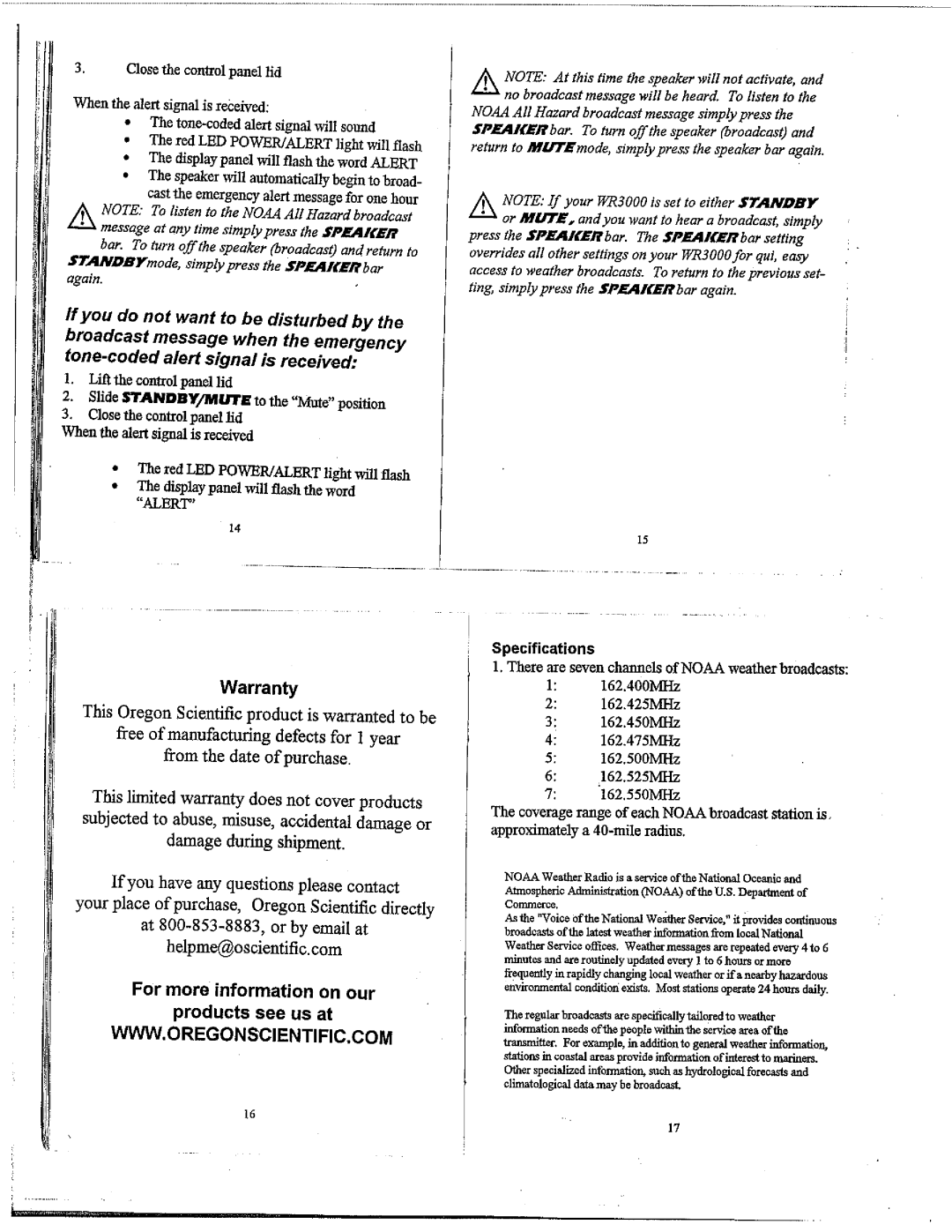 Oregon Scientific WR3000 manual 