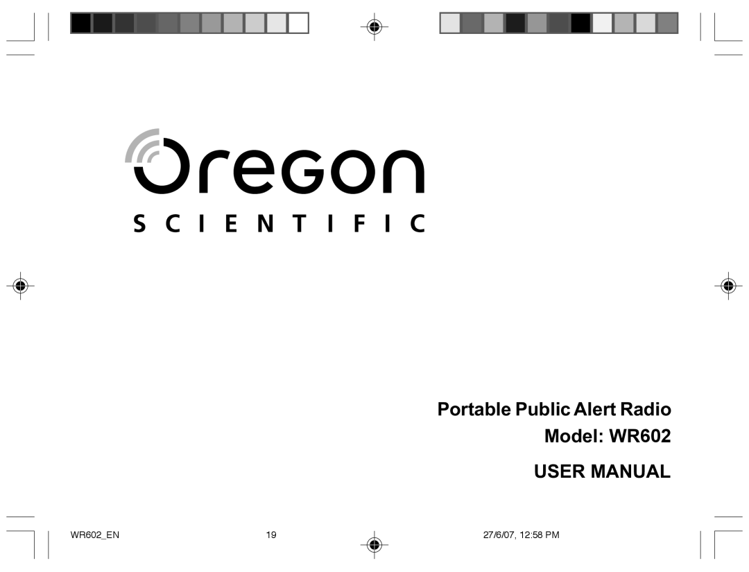 Oregon Scientific user manual Portable Public Alert Radio Model WR602 