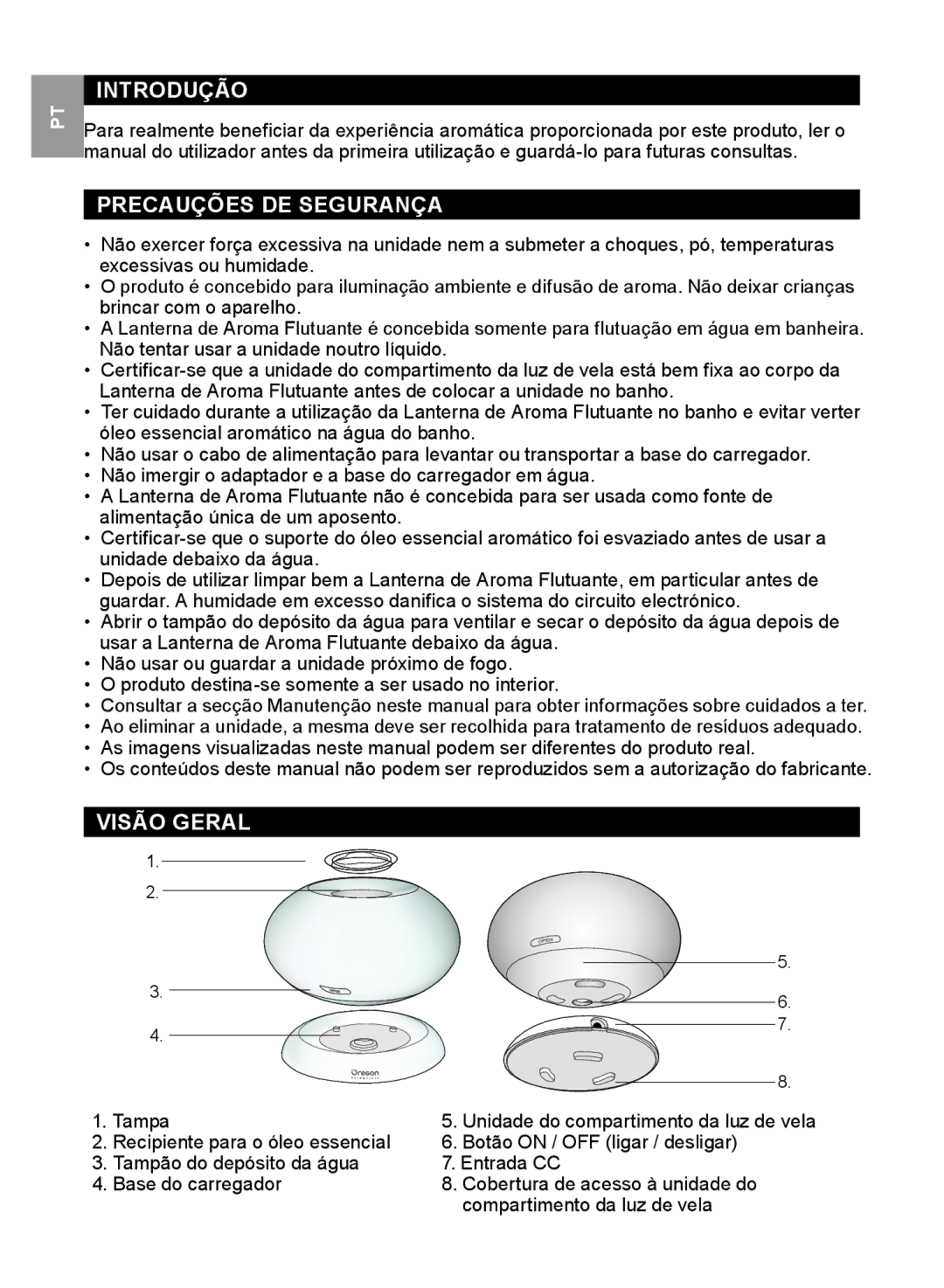 Oregon Scientific WS112 user manual Introdução, Precauções DE Segurança, Visão Geral 