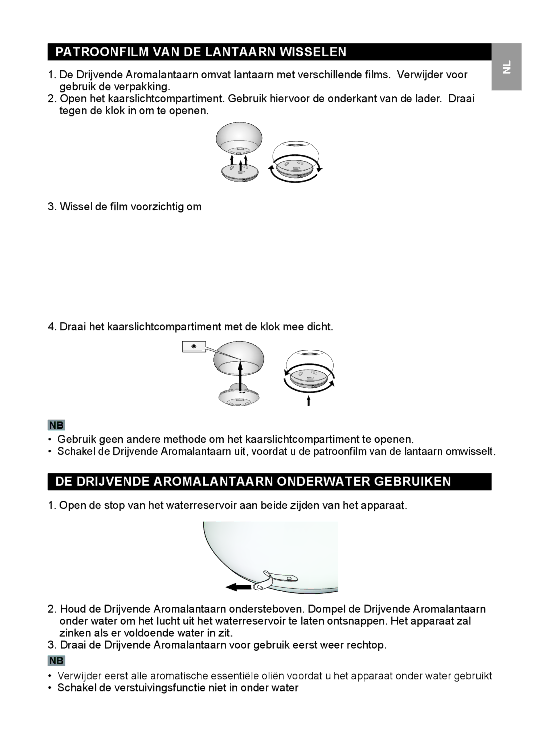 Oregon Scientific WS112 user manual Patroonfilm VAN DE Lantaarn Wisselen, DE Drijvende Aromalantaarn Onderwater Gebruiken 