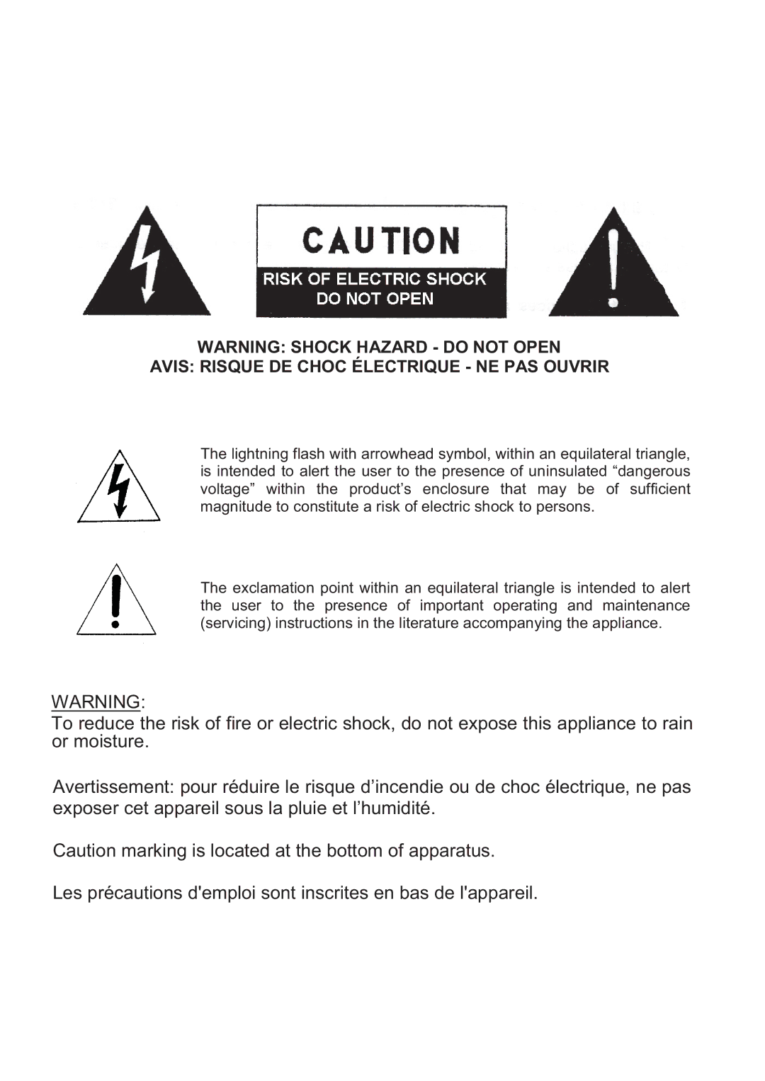 Oregon Scientific WS902H user manual Avis Risque DE Choc Électrique NE PAS Ouvrir 