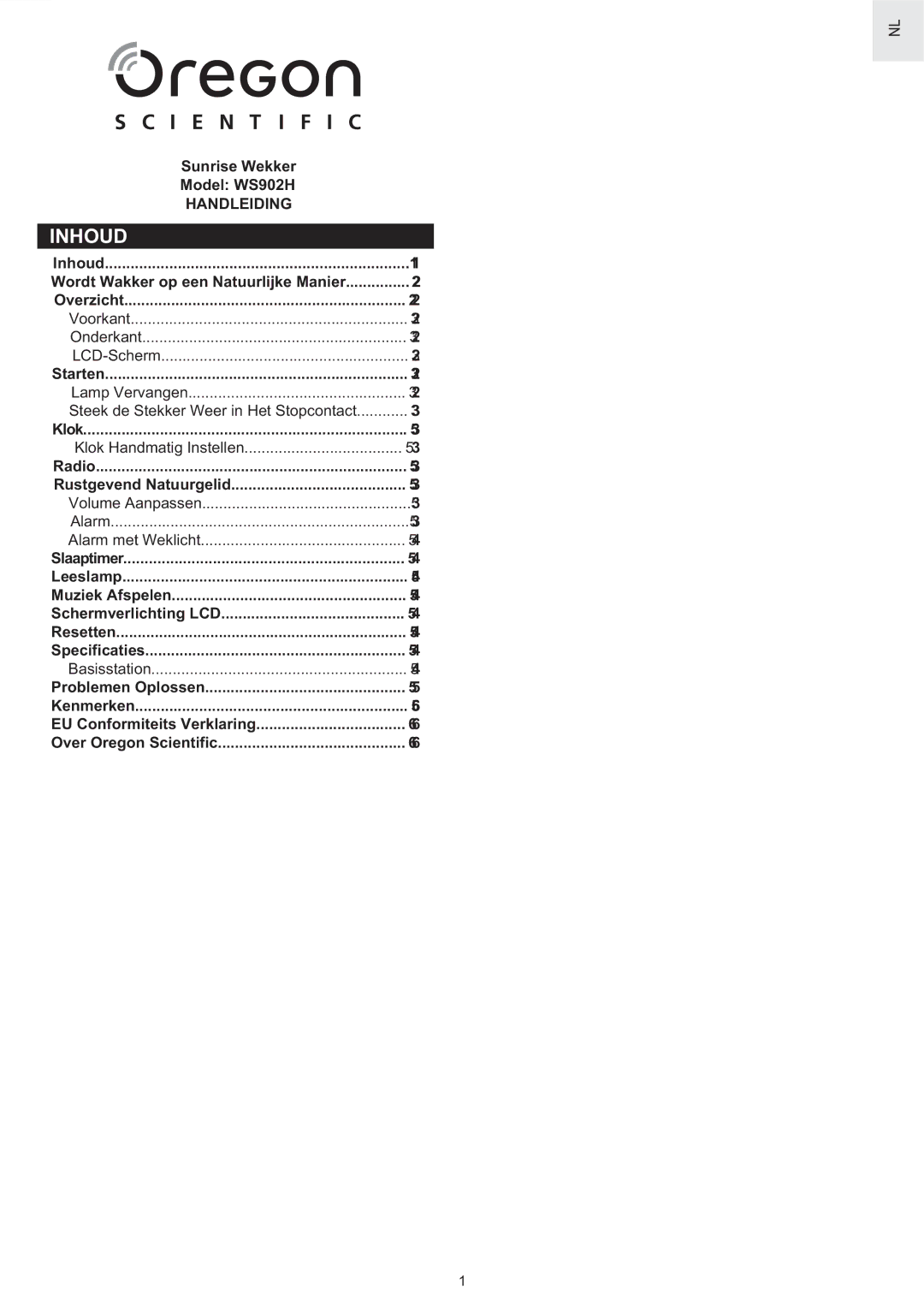 Oregon Scientific WS902H user manual Inhoud, Introduction 