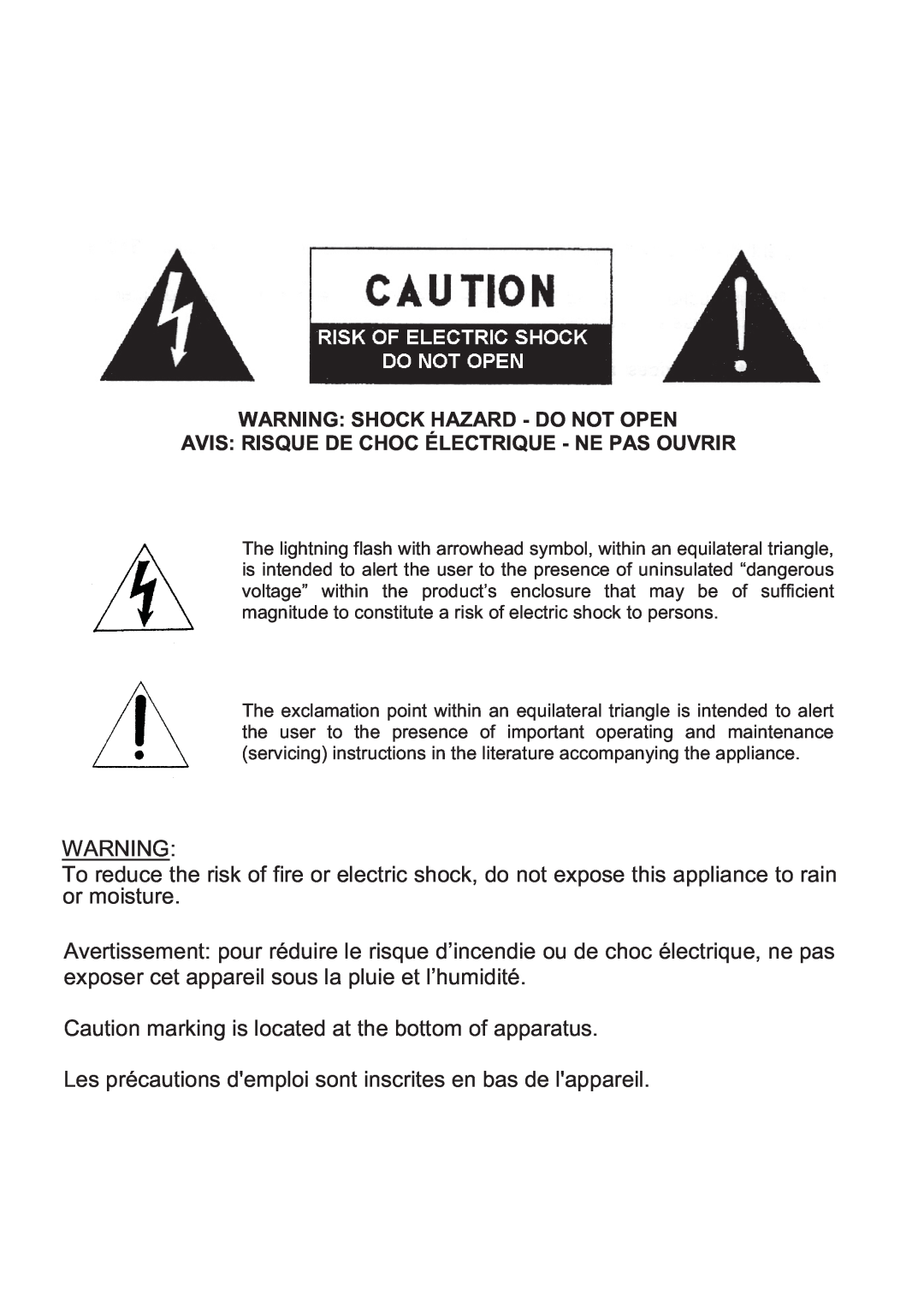 Oregon Scientific WS902H user manual Caution marking is located at the bottom of apparatus 