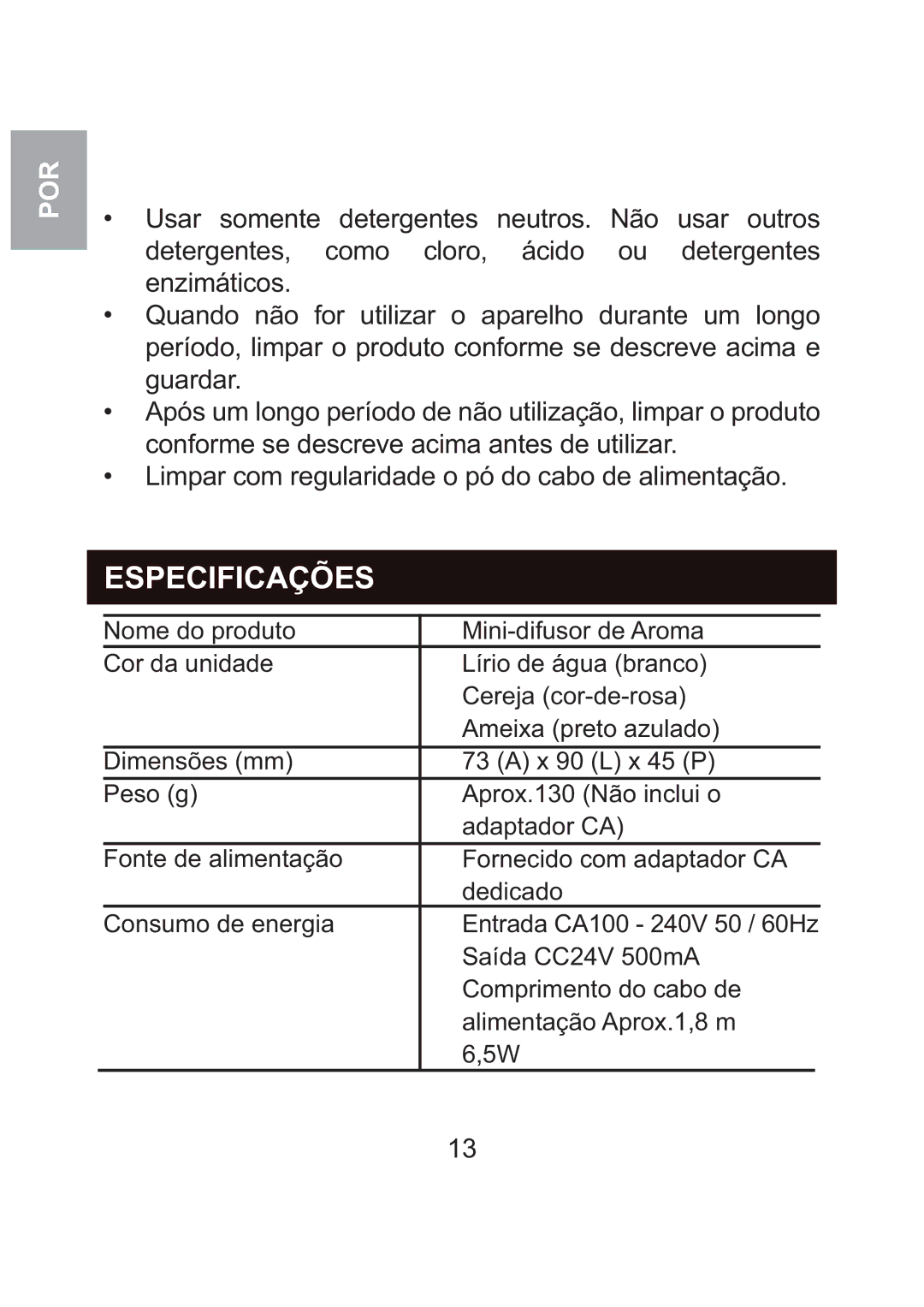 Oregon Scientific WS904 user manual Especificações 