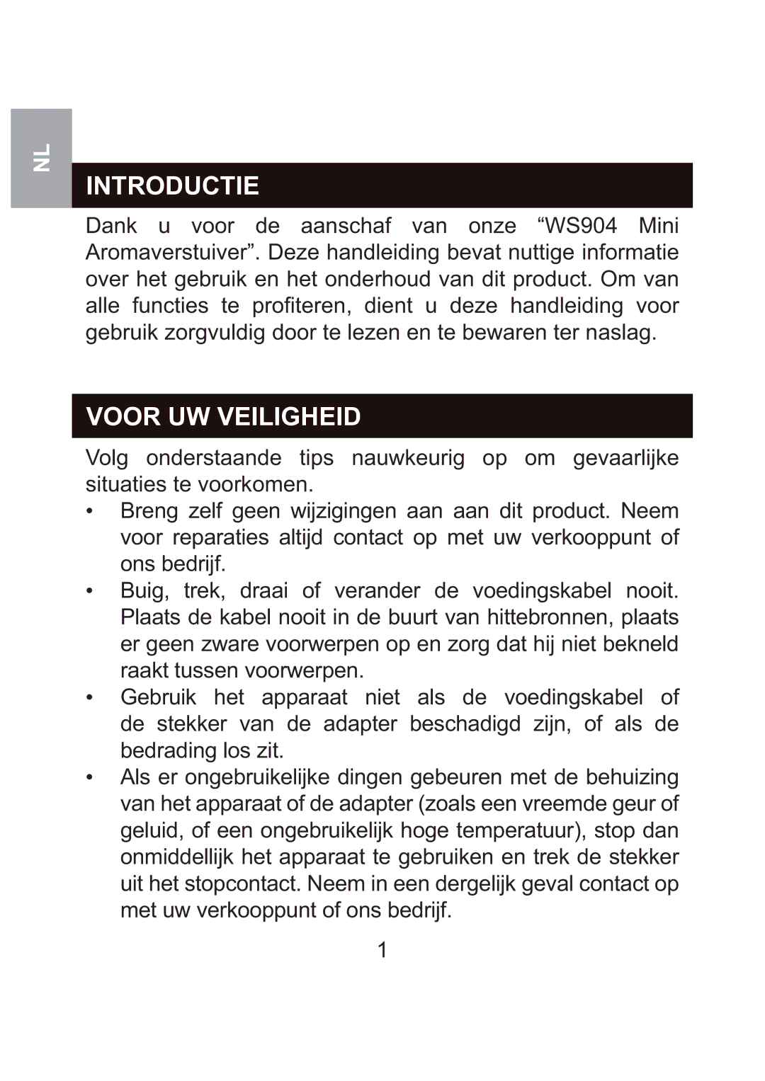 Oregon Scientific WS904 user manual Introductie, Voor UW Veiligheid 