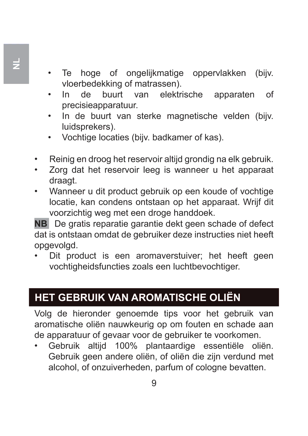 Oregon Scientific WS904 user manual HET Gebruik VAN Aromatische Oliën 