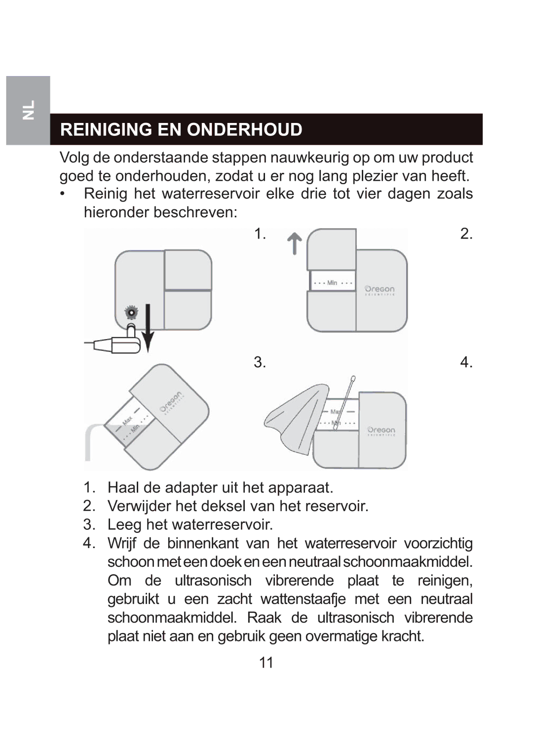 Oregon Scientific WS904 user manual Reiniging EN Onderhoud 