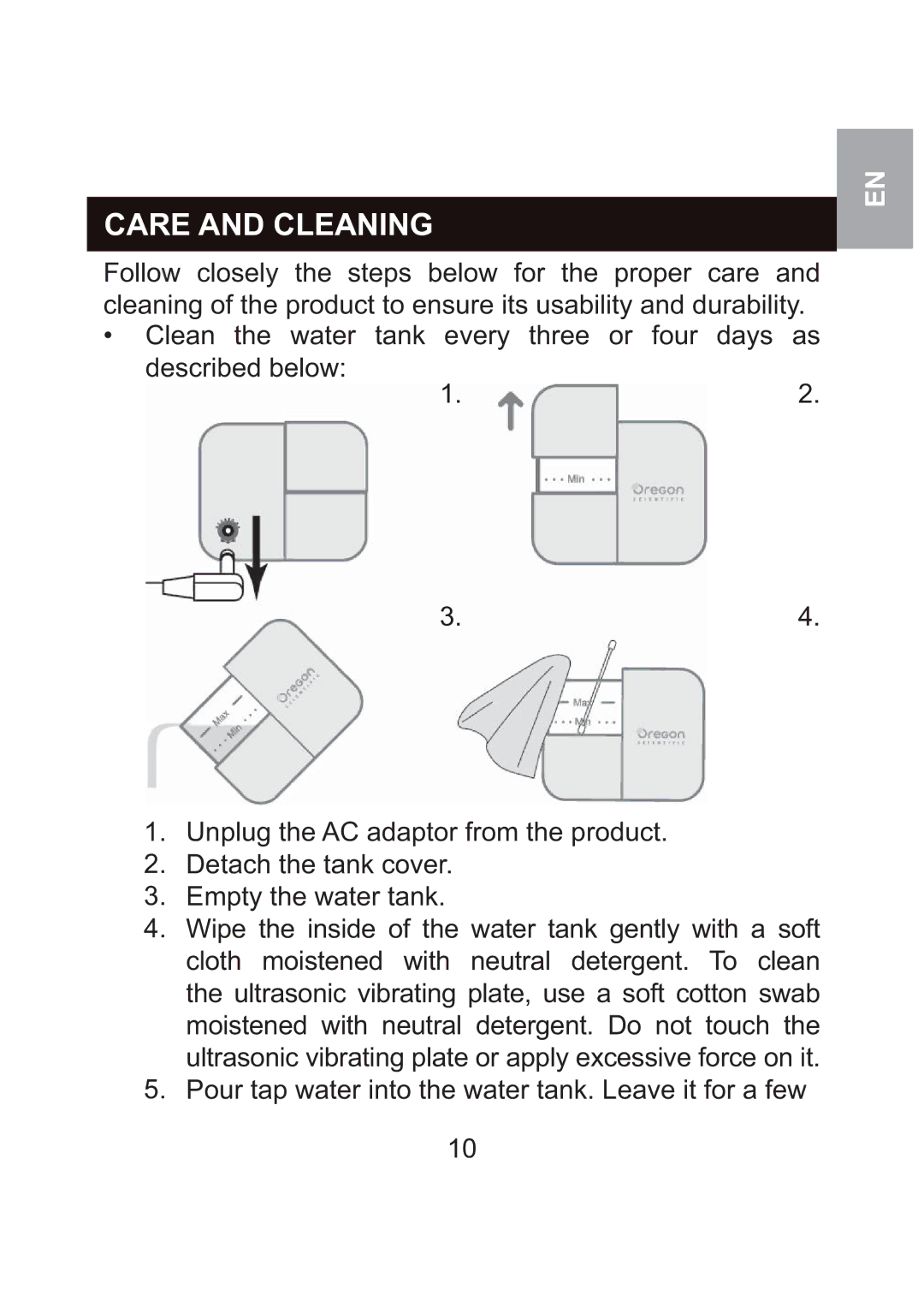 Oregon Scientific WS904 user manual Care and Cleaning 