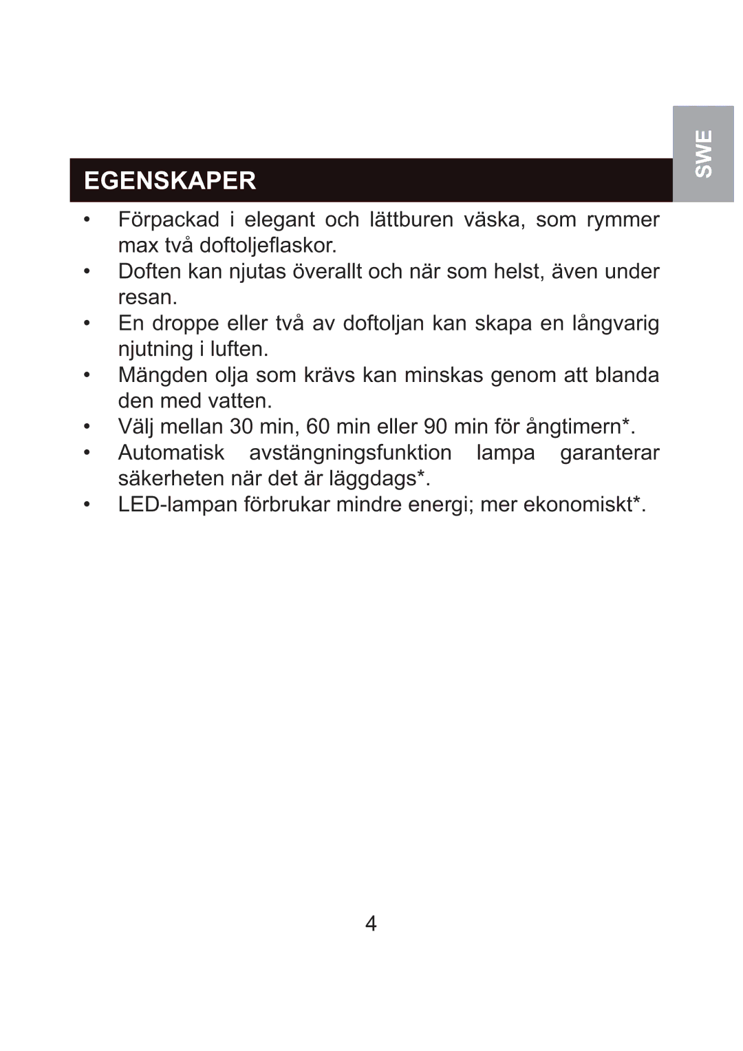 Oregon Scientific WS904 user manual Egenskaper 