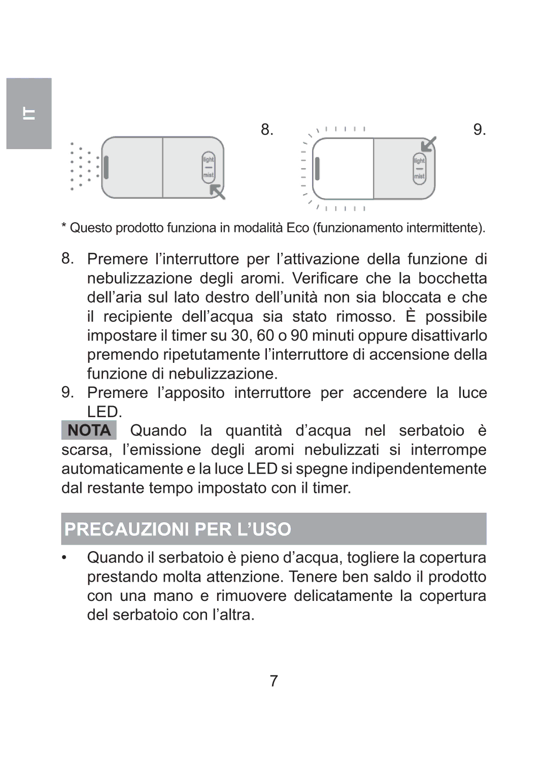 Oregon Scientific WS904 user manual Precauzioni PER L’USO, Led 