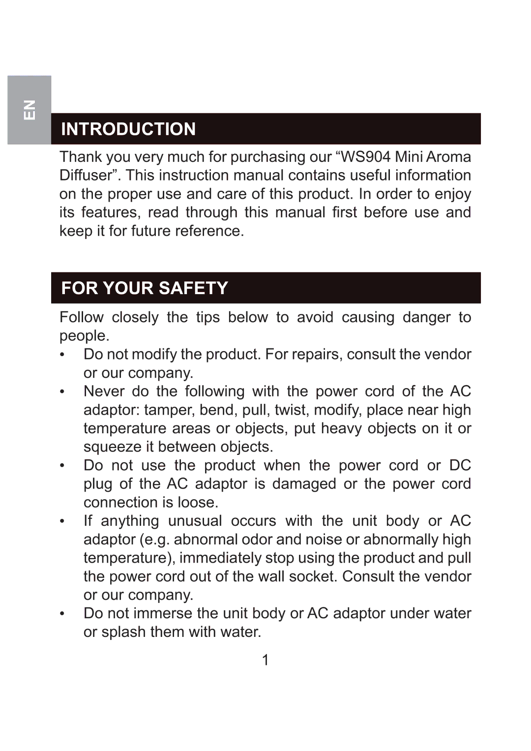 Oregon Scientific WS904 user manual Introduction, For Your Safety 