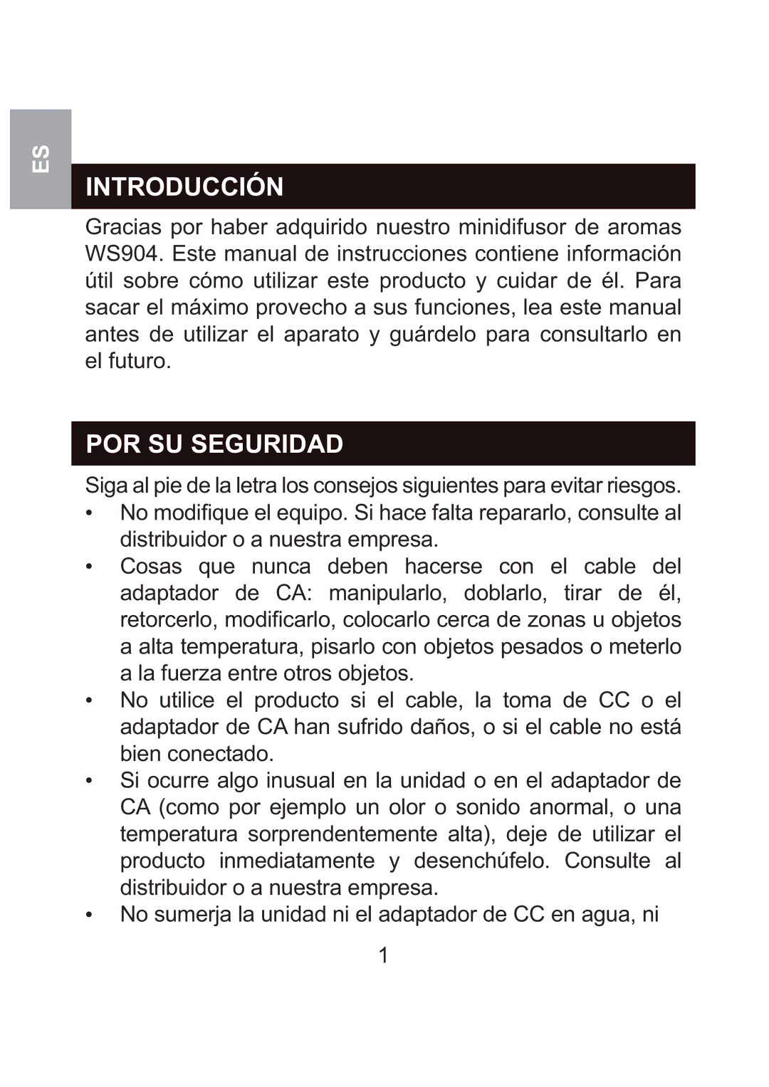 Oregon Scientific WS904 user manual Introducción, POR SU Seguridad 