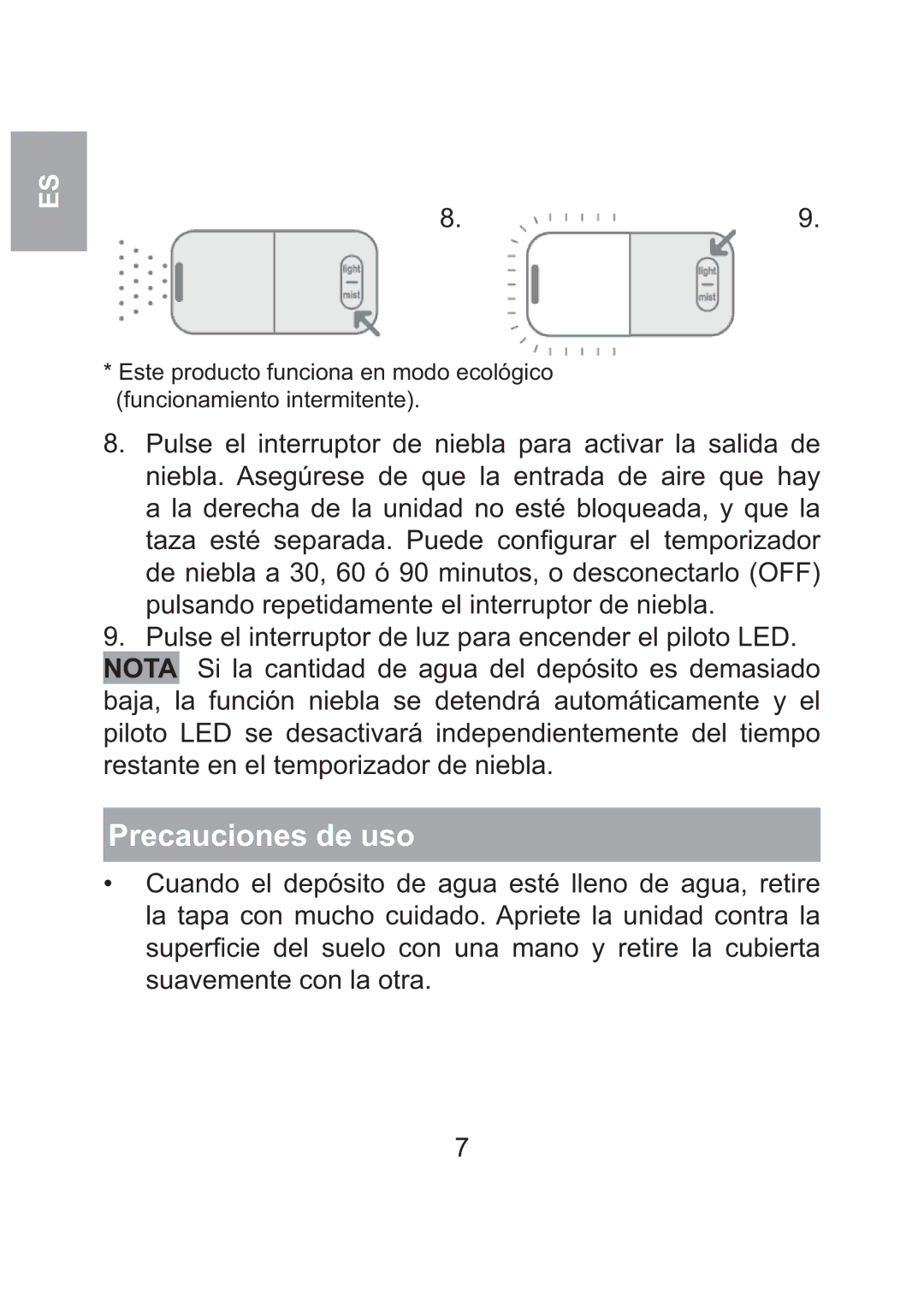 Oregon Scientific WS904 user manual Precauciones de uso 