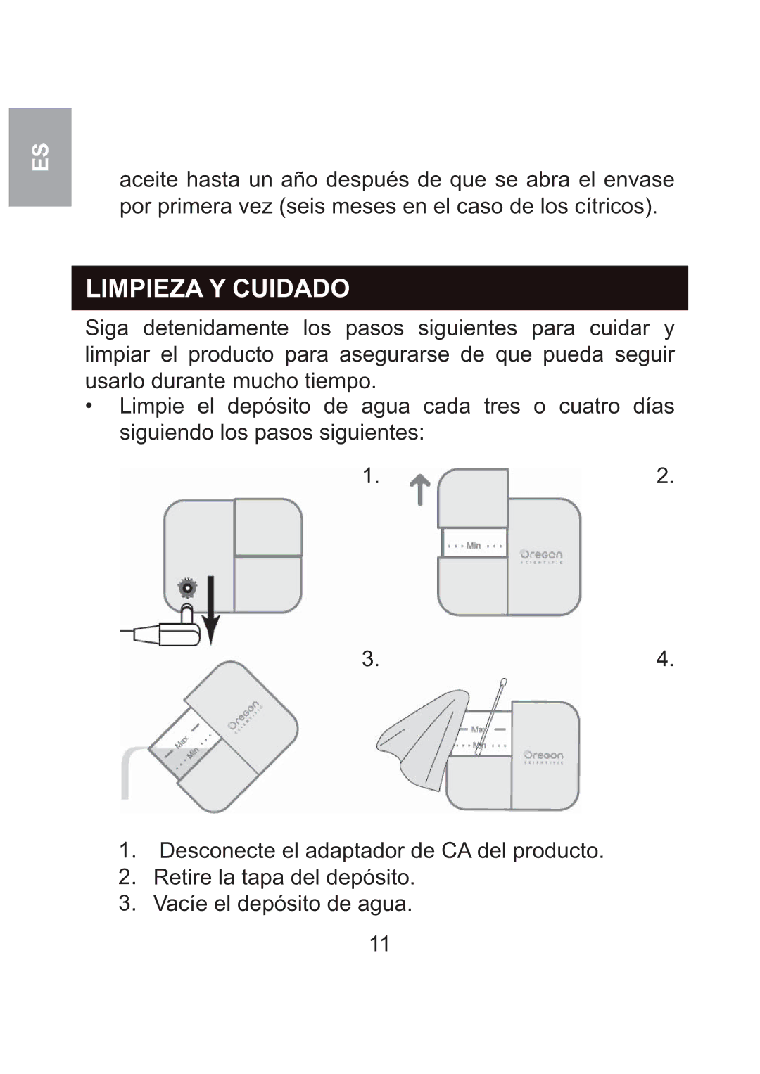 Oregon Scientific WS904 user manual Limpieza Y Cuidado 