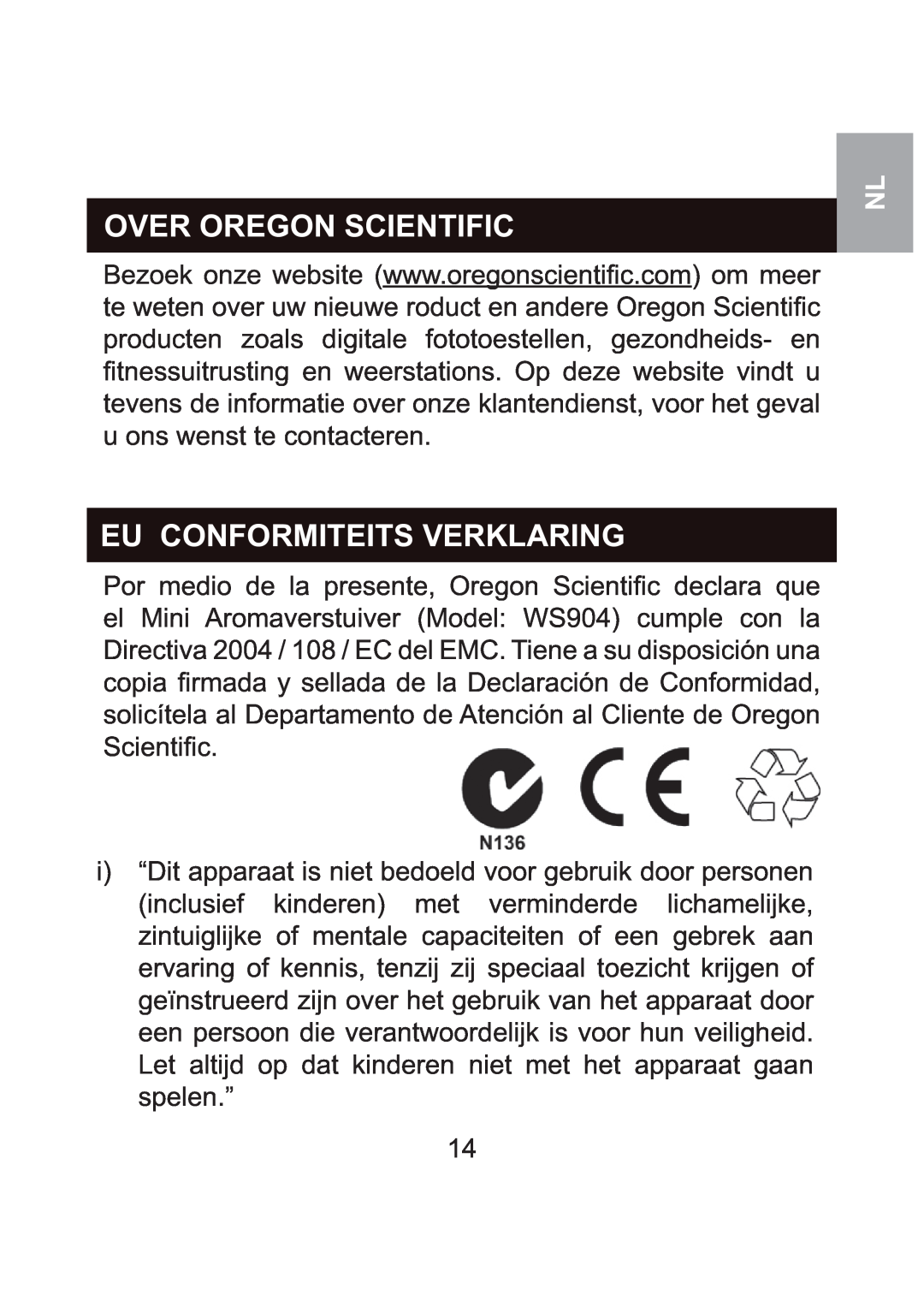 Oregon Scientific WS904 user manual Over Oregon Scientific, Eu Conformiteits Verklaring 