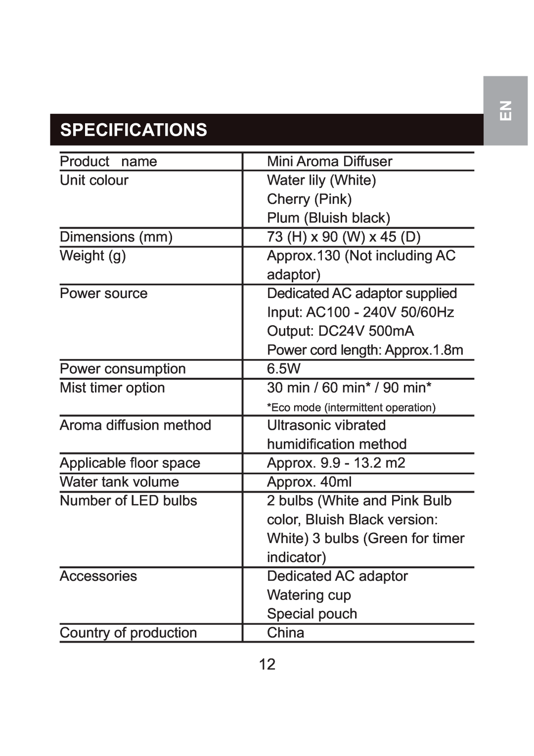 Oregon Scientific WS904 user manual Specifications 