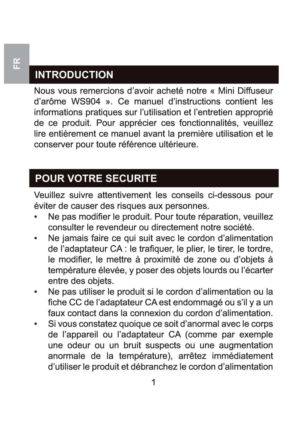 Oregon Scientific WS904 user manual Pour Votre Securite, Introduction 