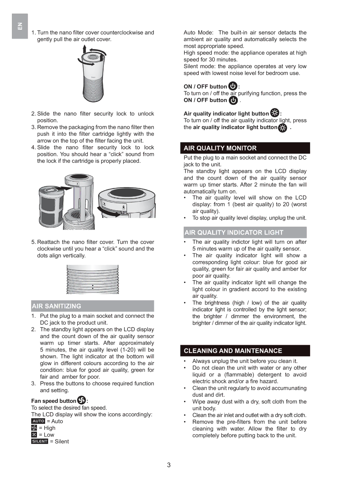 Oregon Scientific WS907 AIR Sanitizing, AIR Quality Monitor, AIR Quality Indicator Light, Cleaning and Maintenance 