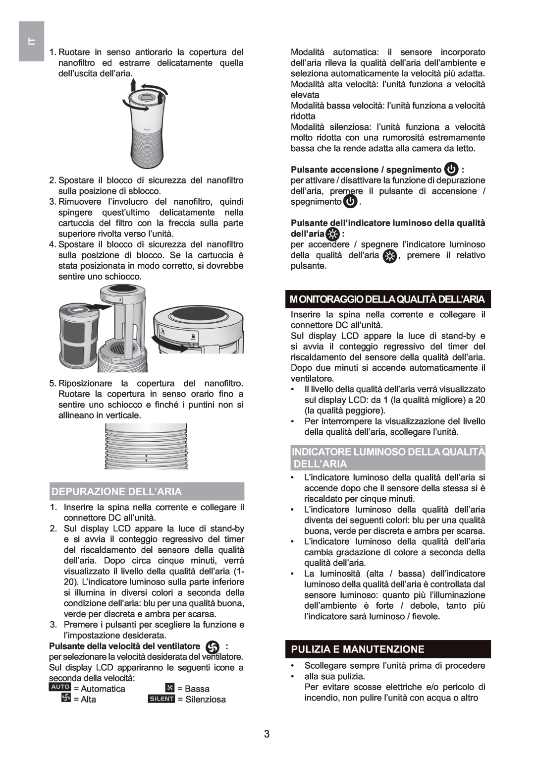 Oregon Scientific WS907 user manual Depurazione Dell’Aria, Monitoraggiodellaqualitàdell’Aria, Pulizia E Manutenzione 