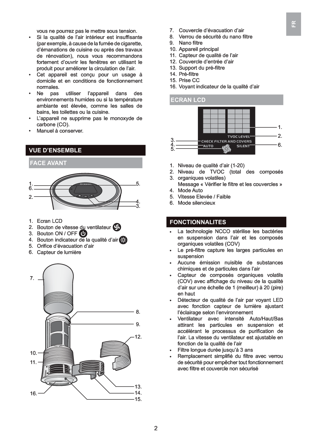 Oregon Scientific WS907 user manual Vue D’Ensemble Face Avant, Ecran Lcd, Fonctionnalites 