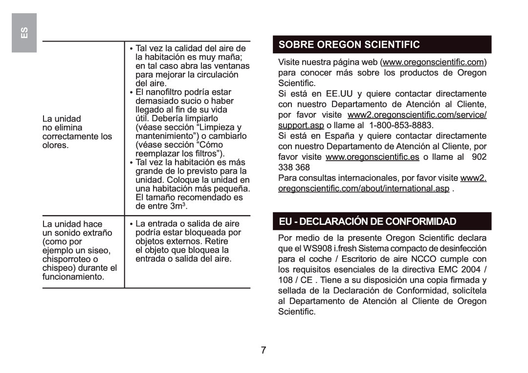 Oregon Scientific WS908 user manual Sobre Oregon Scientific, Eu - Declaración De Conformidad 