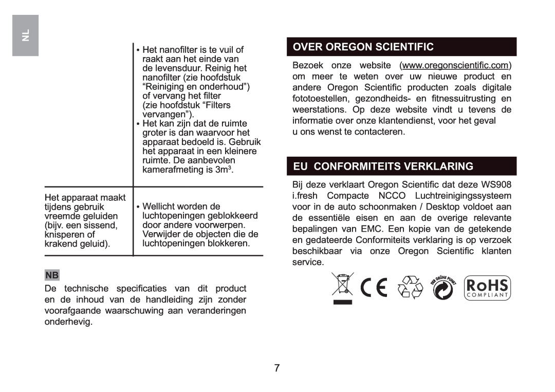 Oregon Scientific WS908 user manual Over Oregon Scientific, Eu Conformiteits Verklaring 