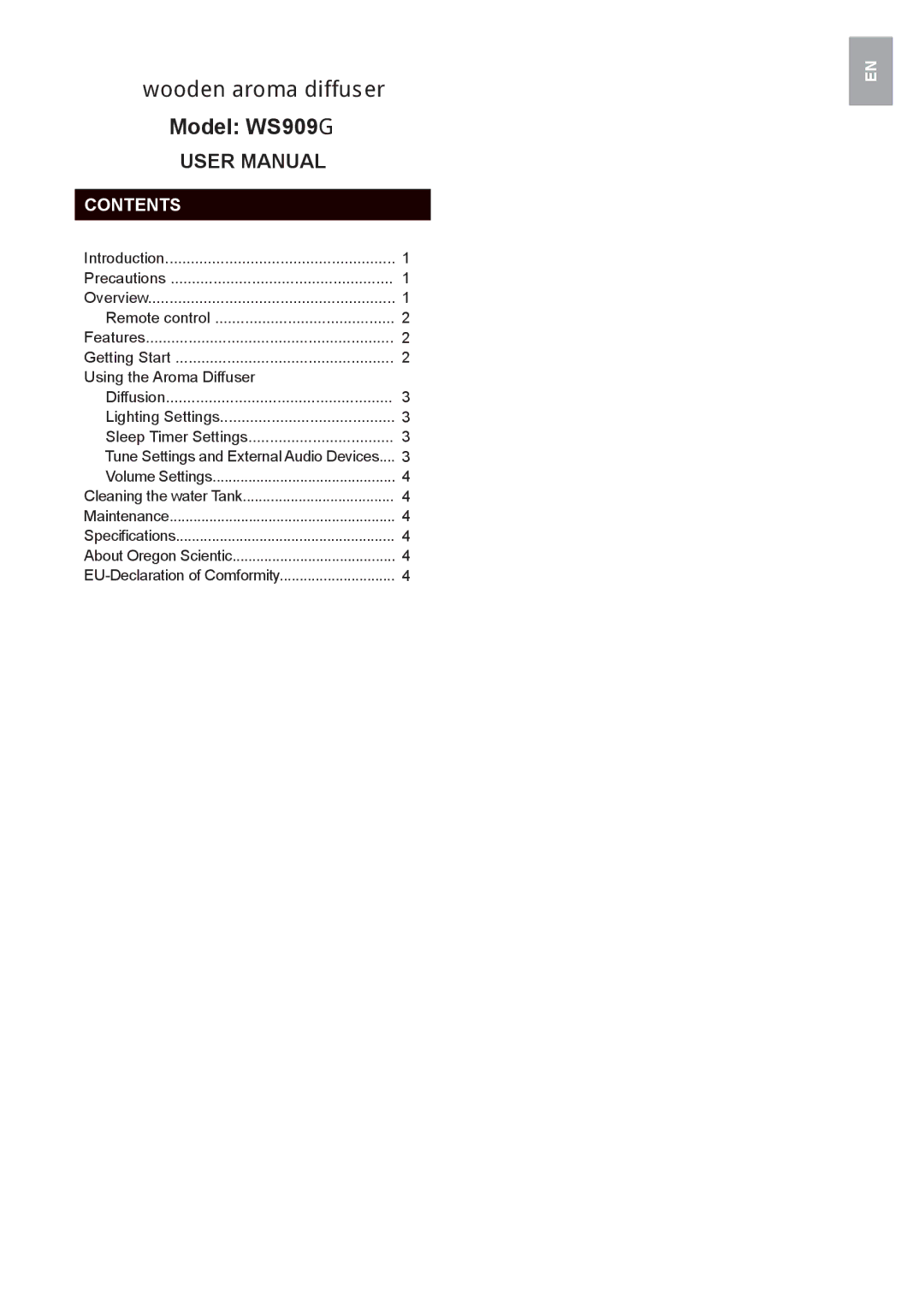 Oregon Scientific WS909 user manual ZrrghqDurpdGliixvhu, Contents 