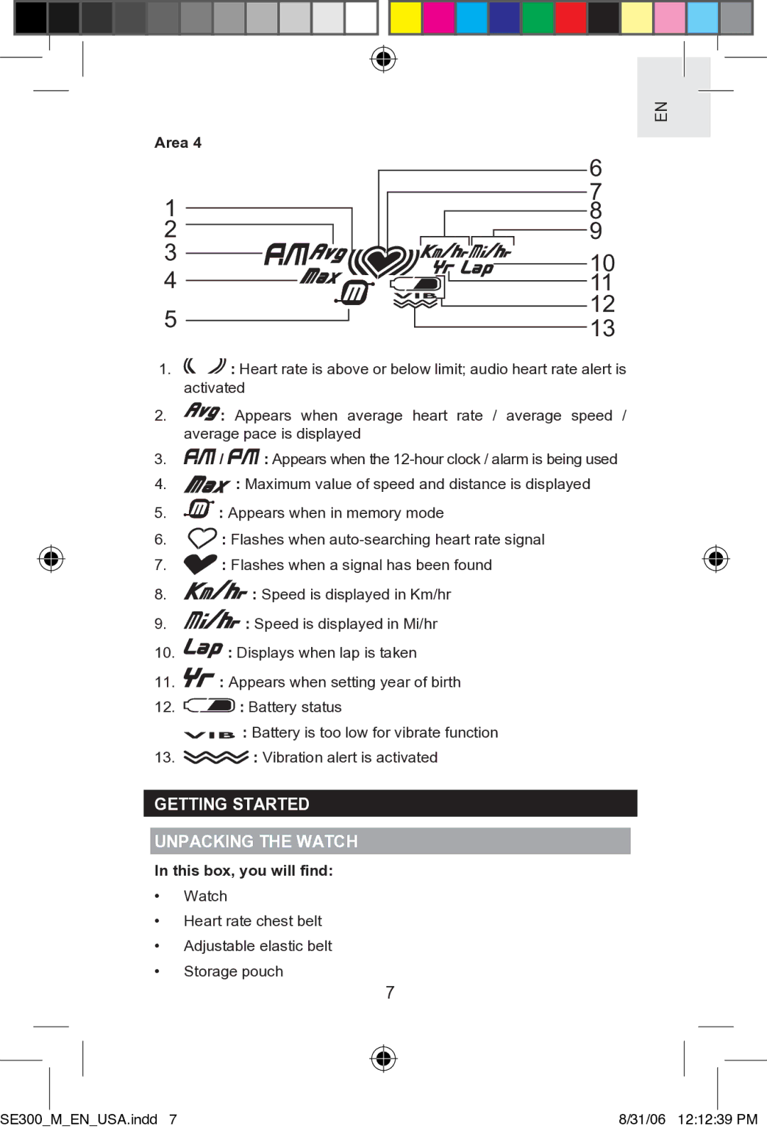 Oregon SE300 user manual Getting Started Unpacking the Watch, This box, you will ﬁnd 