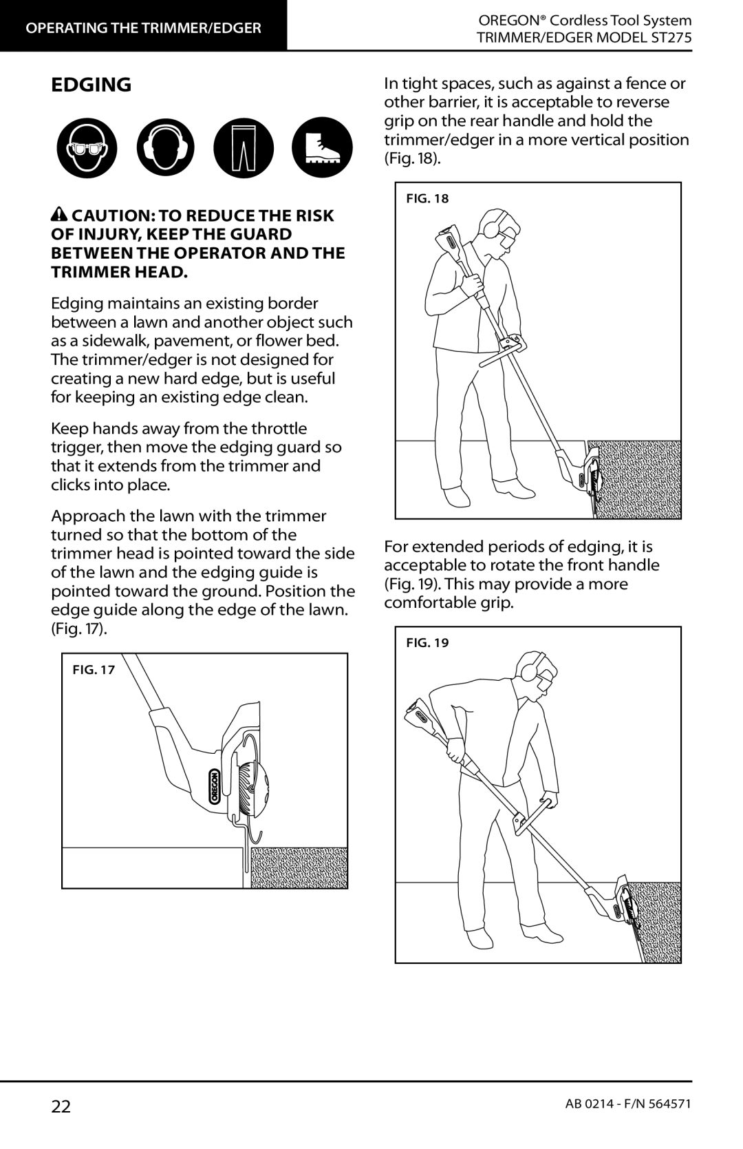 Oregon ST275 instruction manual Edging 