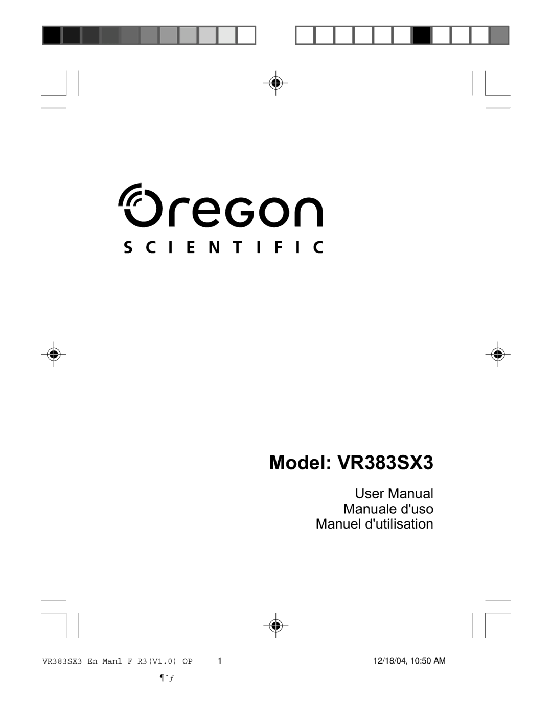 Oregon user manual Model VR383SX3 