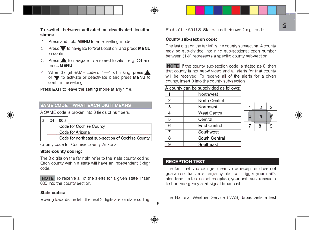 Oregon WR608 user manual Same Code What Each Digit Means, Reception Test 