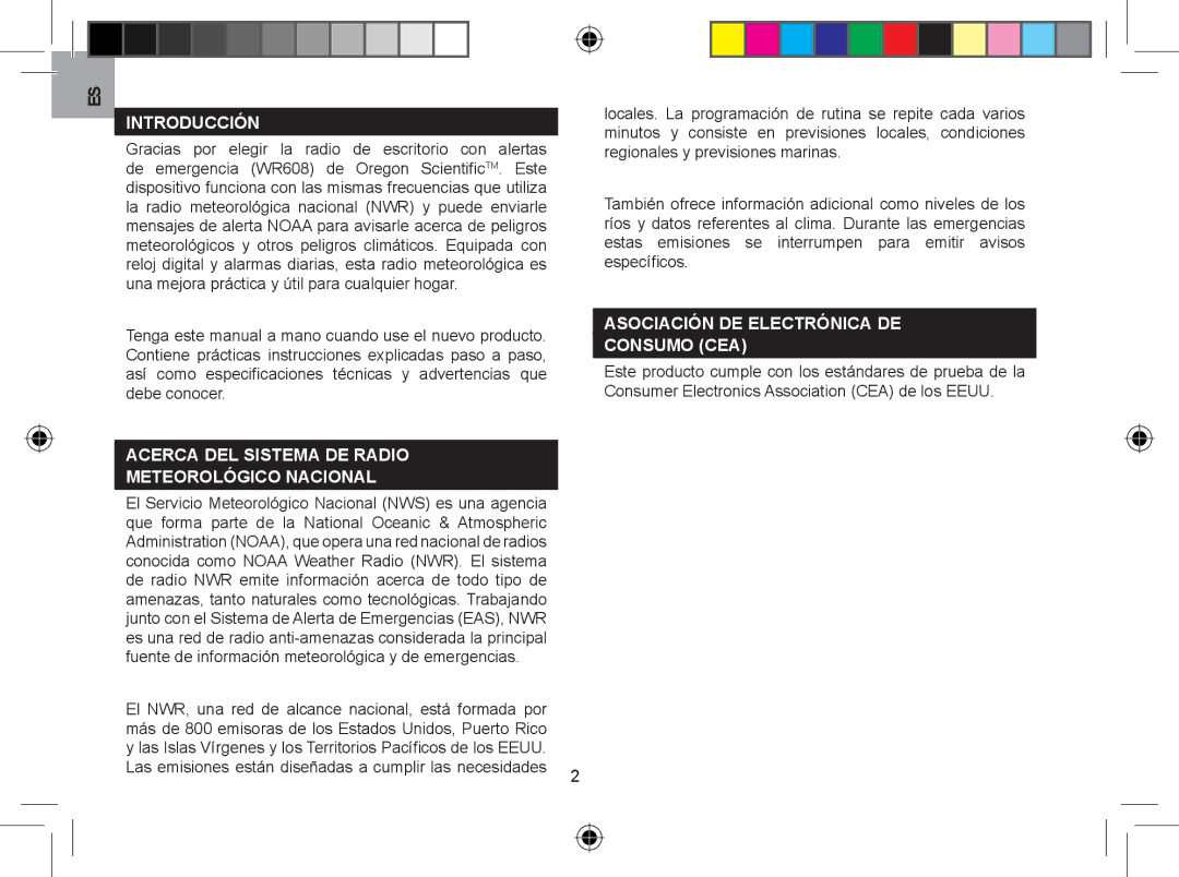 Oregon WR608 Introducción, Acerca DEL Sistema DE Radio Meteorológico Nacional, Asociación DE Electrónica DE Consumo CEA 