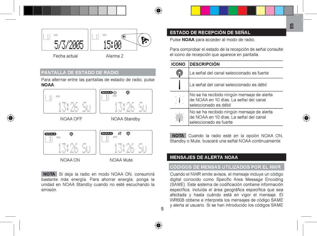 Oregon WR608 user manual Fecha actual, Pantalla DE Estado DE Radio, Estado DE Recepción DE Señal, Icono Descripción 