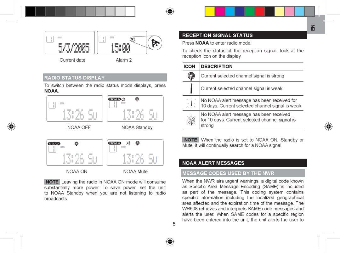 Oregon WR608 user manual Current date, Radio Status Display, Reception Signal Status, Icon Description 