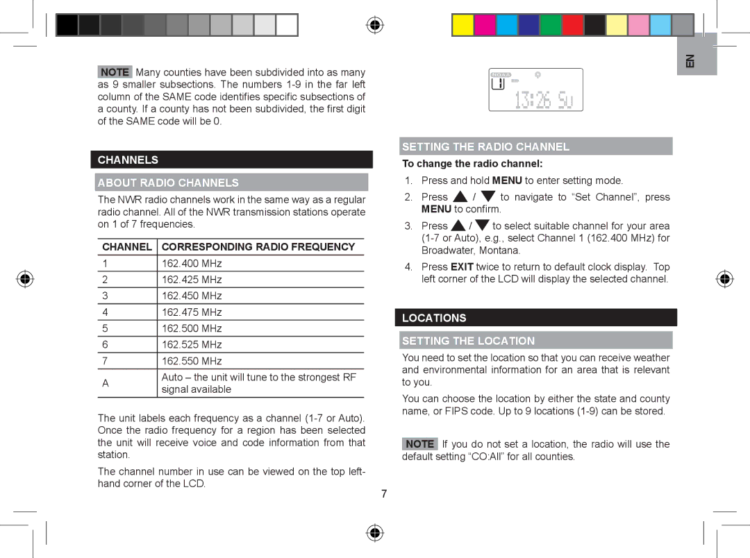 Oregon WR608 user manual Channels About Radio Channels, Setting the Radio Channel, To change the radio channel 