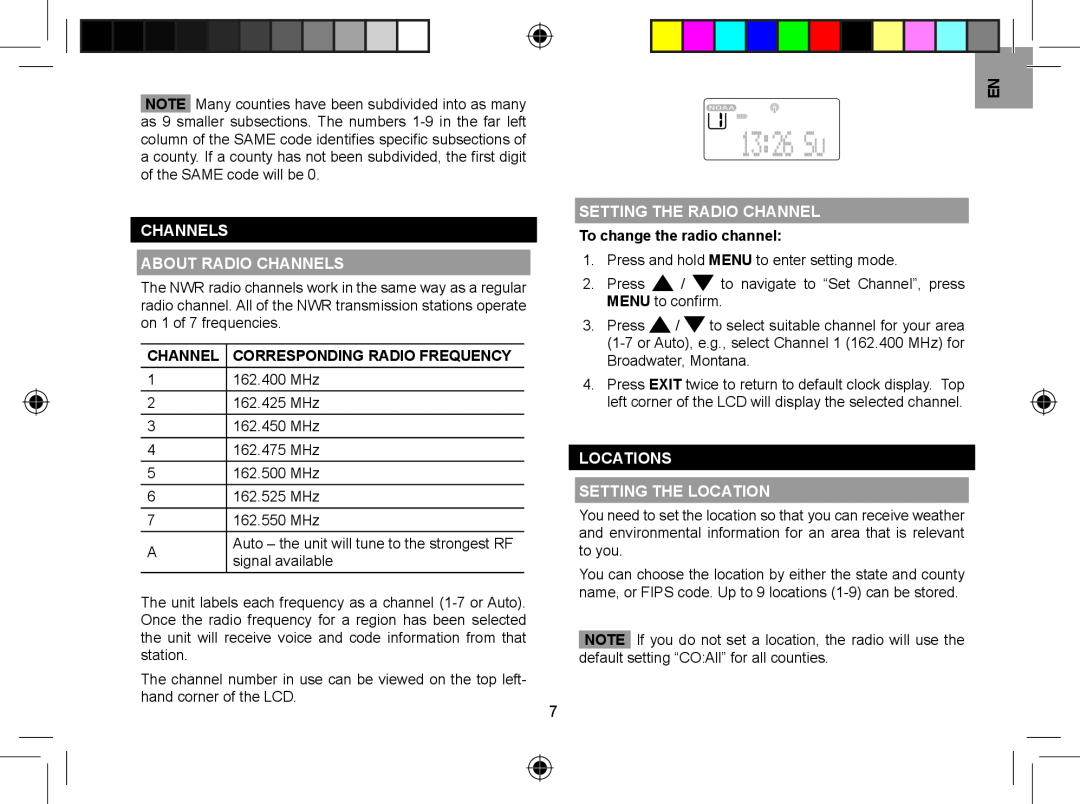 Oregon WR608 user manual Channels About Radio Channels, Setting The Radio Channel, To change the radio channel 