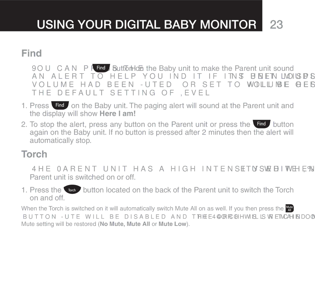 Oricom 610 manual Find, Torch 